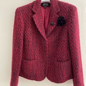 Kasper | Jacket | Boucle Style | Tweed | Red & Black | 14